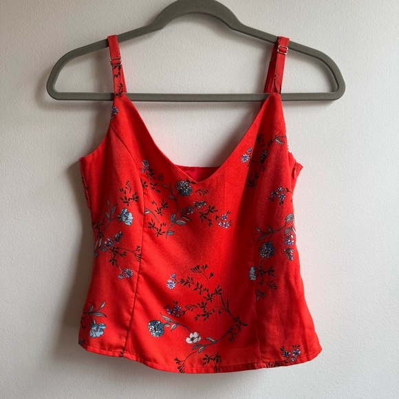 Honey Punch Women's Orange Floral Cropped Tank Size S NWT - Picture 1 of 11